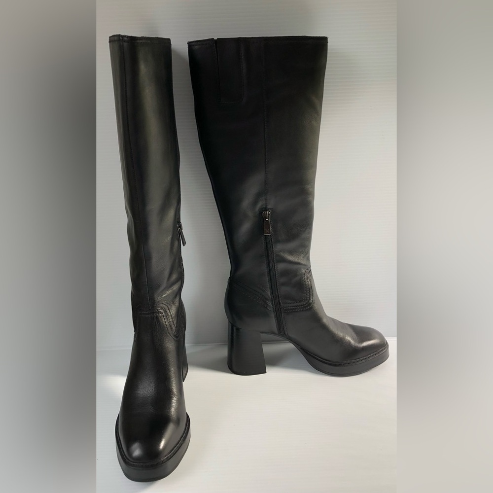 Naturalizer Women's Ona Platform Tall Black Leather Boots Size 7.5 New